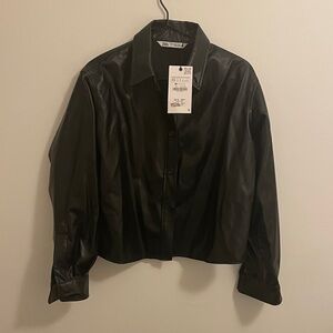Zara faux leather shirt size XS NWT